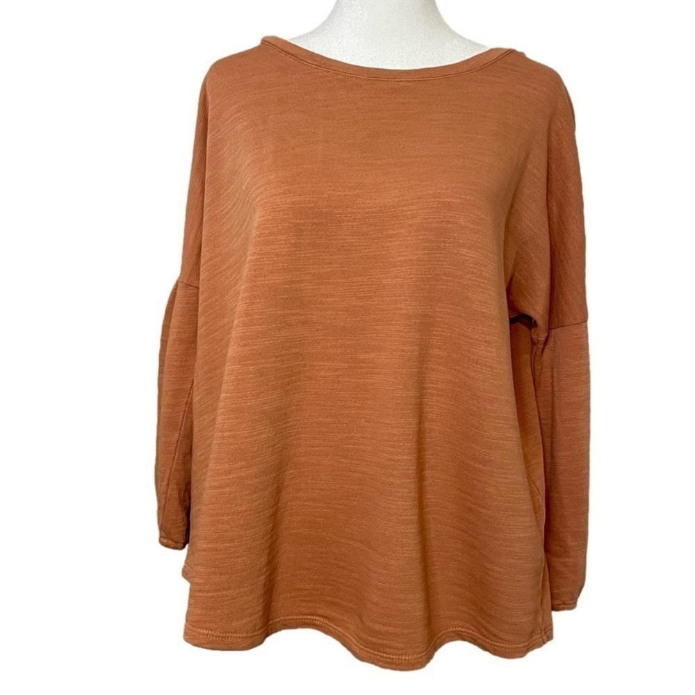 J. Jill Women's Boatneck Dolman Bell Sleeve Rust/ Orange Colored Top Size MP